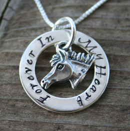 personalized eternity affirmation circle horse pendant