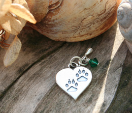 pawprints heart charm for loss