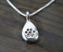teardrop paw cat memorial necklace